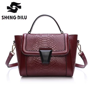 Genuine leather bag ladies 2016 crocodile pattern Women messenger bags handbags women famous brand designer fashion