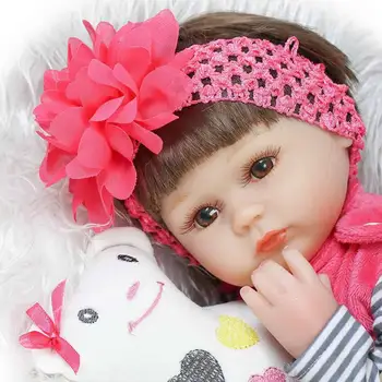 2017 New Style 17 Inch Silicone Babies Alive Soft Toys Reborn Baby Doll Kids Playmate Gift For Girls Bouquets Kids Birthday Gift