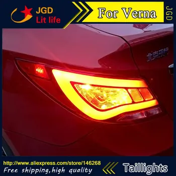 Car Styling tail lights for Hyundai Verna 2011-2013 LED Tail Lamp rear trunk lamp cover drl+signal+brake+reverse