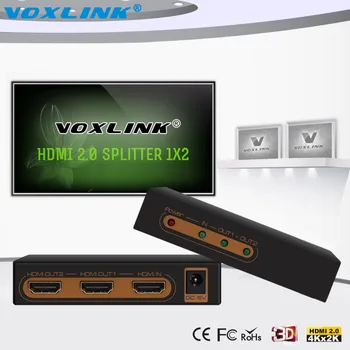 Voxlink Newest 1080P 3D HDMI 2.0 1x2 HDMI Splitter 4K*2K HDCP 2.2 1 In 2 Out HDMI Switcher Splitter Audio Converter Box