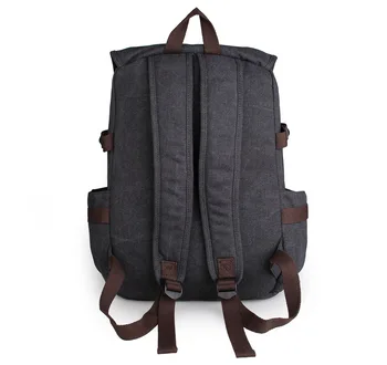 Fahion black canvas backpack colleage student school bags computer bags for women and men leisure rucksack travel bags 3 colors