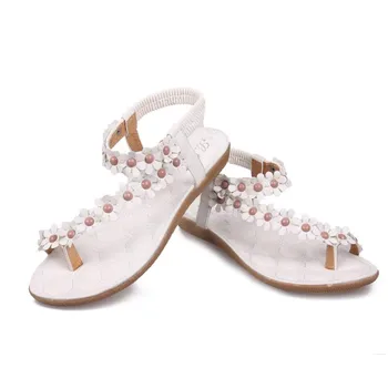 Ulrica 2017 Women's Fashion Sweet Summer Bohemia Sweet Beaded Sandals Clip Toe Sandals Beach Shoes Herringbone Sandals Shoes