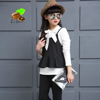Cotton fashion Children's clothing girls 2017 spring child spring and autumn Casual three piece set kids suits shirts & trousers