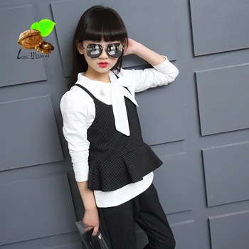 Cotton fashion Children's clothing girls 2017 spring child spring and autumn Casual three piece set kids suits shirts & trousers