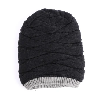 Men Hat Baggy Beanie Knit Crochet Cashmere Hat