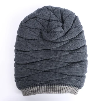 Men Hat Baggy Beanie Knit Crochet Cashmere Hat