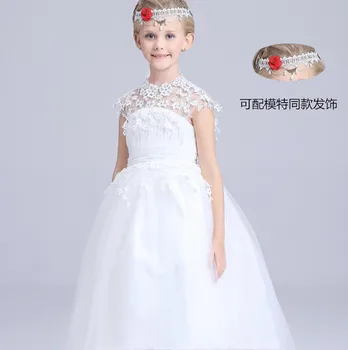New Pattern Girls Lace Wedding Dress Thick And Disorderly Dress Korean Embroidery Flower Girl Full Dress Longuette