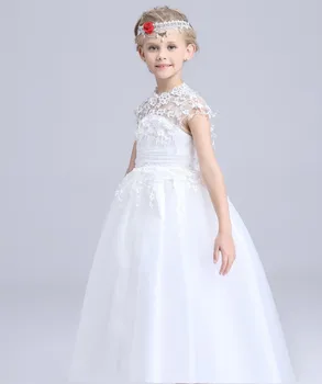New Pattern Girls Lace Wedding Dress Thick And Disorderly Dress Korean Embroidery Flower Girl Full Dress Longuette