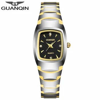 GUANQIN GQ30005 Fashion Women Watches with Tungsten Bracelet Female Quartz Watches Women Waterproof Clock with Rhinestone Dial