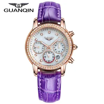 GUANQIN GQ15001 Dressport Brand Luxury Watch Luminous Date Week Rhinestones Women Leather Casual Fashion Watches reloj mujer