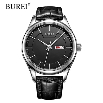 Woman Watch New BUREI Top Fashion Brand Female Hour Calendar Black Genuine Leather Strap Waterproof Quartz Wristwatches