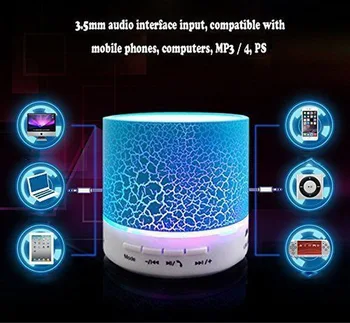 Portable Mini LED Bluetooth Speakers Wireless Small Music Audio TF USB FM Light Stereo Sound Speaker For Phone Xiaomi with Mic