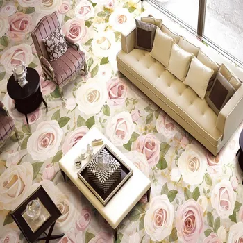 Jade embossed plants flowers flooring painting wallpaper bedroom hotel floor mural