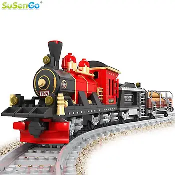 SuSenGo Building Blocks Classical Train Set DIY Bricks 410pcs Children Model Toys Christmas Gift