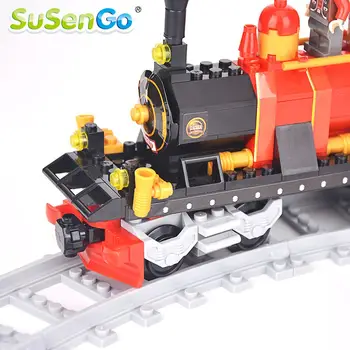 SuSenGo Building Blocks Classical Train Set DIY Bricks 410pcs Children Model Toys Christmas Gift