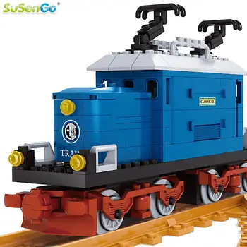SuSenGo Kids Building Kit Locomotive Train Model Blocks City Transport Children Educational Toys Christmas Gift