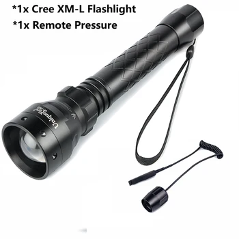Uniquefire Rechargeable Flashlight UF-1502 Cree XM-L T6 LED Zoom 5 Modes Black Waterproof Outdoor Lamp Torch+Remote Pressure