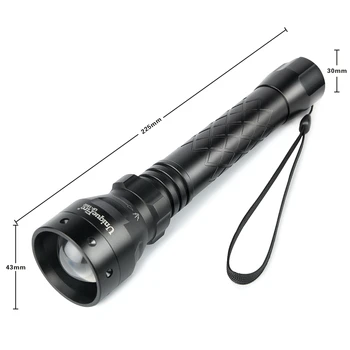 Uniquefire Rechargeable Flashlight UF-1502 Cree XM-L T6 LED Zoom 5 Modes Black Waterproof Outdoor Lamp Torch+Remote Pressure