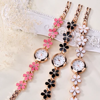 Lvpai Brand Watches Women Daisies Flower Gold Rhinestone Bracelet Wrist Watch Girl Lady Women Dress Fashion Classic Gift Watch