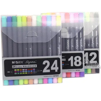 Art and Graphic Drawing Manga Water Based Ink Twin Tip Brushand Fine Tip Sketch Marker Pen 12 18 24 Colors /SET Brush Pen