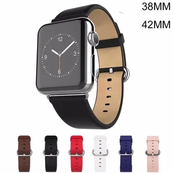 6 Colors Luxury Genuine Leather Watchband for Apple Watch Sport iWatch 38mm/42mm Watch Wrist Strap Bracelect Replacement