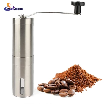 YJ HUMIDIFIER Coffee Grinder Stainless Steel Silver Hand Manual Handmade Coffee Bean Grinder Mill Kitchen Grinding Tool 30g