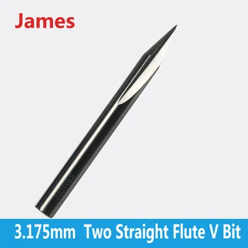 1pc 3.175mm SHK Double Flutes Straight V Engraving Tools Two Flutes Straight V Bits for Hardwood Straight V Cutting Milling