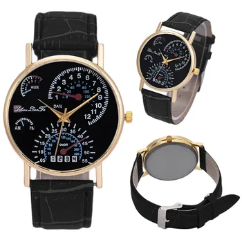 Mens Watches Top Brand Luxury Reloj Hombre Fashion Printed PU Leather Strap Analog Quartz Wrist Watch relogio masculino Clock