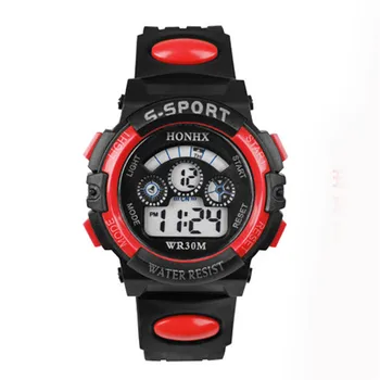 Wavors Waterproof Children Kids LED Digital Watch Alarm Date Sports Watches Silicone Rubber Wristwatch HONHX
