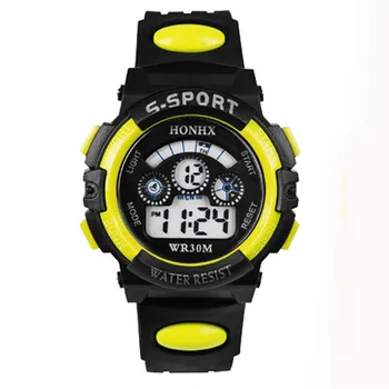 Wavors Waterproof Children Kids LED Digital Watch Alarm Date Sports Watches Silicone Rubber Wristwatch HONHX