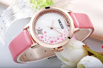 Luxury Brand KEZZI K-1272 Leather Strap Women Dress Watch Lady Crystal Quartz Watch Women Wristwatch relogio feminino