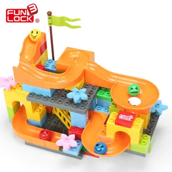 Funlock Duplo Marble Race Run Slide Construction Building Blocks Set for kids Learning Educational Toys Bricks for Children