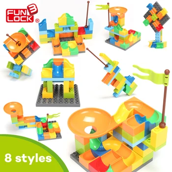 Funlock Duplo Marble Race Run Slide Construction Building Blocks Set for kids Learning Educational Toys Bricks for Children