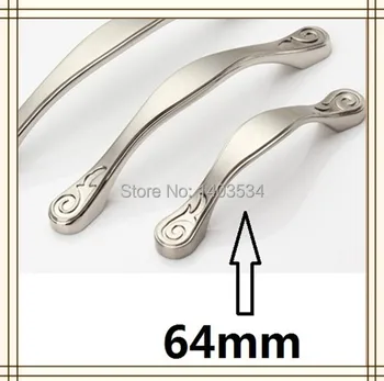 Length 90mm Hole Pitch 64mm Zinc alloy Modern handle Kitchen Furniture handle drawer handle Totally satin