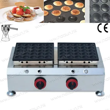 2 in 1 Commercial Non-stick LPG Gas Dual 50pcs Mini Dutch Pancake Poffertjes Maker Machine Baker + Batter Dispenser