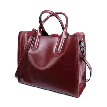 Genuine Leather Bags Women Handbags Real Natural Leather Women Shoulder Bags Large Lady Tote Panelled Vintage Cowhide Bag