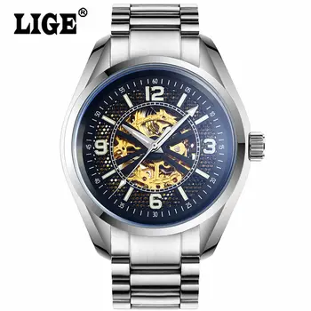 Relogio Masculino LIGE Men's Luxury Casual Clock Automatic Mechanical Watch Men Hollow Business Wristwatches Male Montre Homme