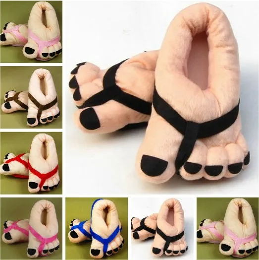 Funny Slippers! 2016 Unisex Cartoon Big Toes Plush Shoes Home House Indoor Winter Slippers men/women/children JY-8755