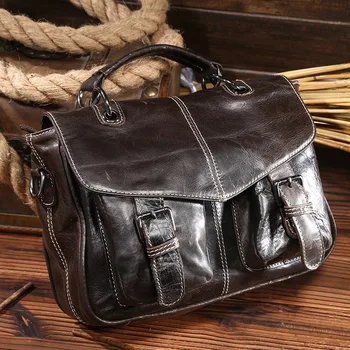 2016 Brand Design Fashion Genuine Leather Handbags Business Men Messenger Bags Casual Shoulder Bags Vintage bolsos
