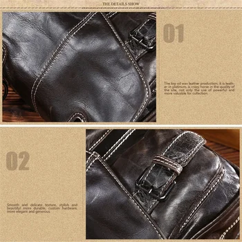 2016 Brand Design Fashion Genuine Leather Handbags Business Men Messenger Bags Casual Shoulder Bags Vintage bolsos