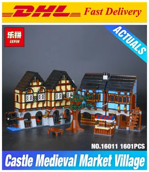 Lepin Castle 16011 New 1601Pcs Medieval Market Village Building Blcoks Bricks fun hot Toys for children compatible with 10193