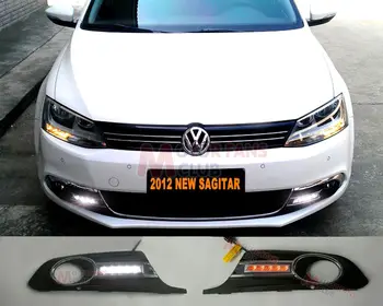 2x LED Daytime Running Light For VW Sagitar Jetta MK6 DRL 2011 2012 2013 Turn Signa for