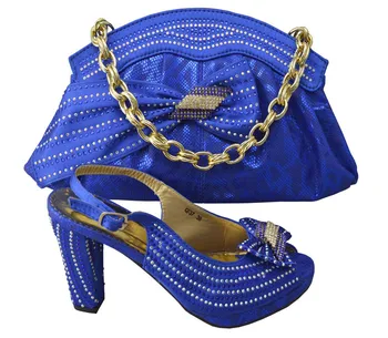 GF37 Royal blue,Hot selling italian shoes and bags Nigeria color matching shoes and bags Italy Size 38-42
