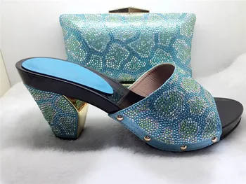 Italian Matching Shoe And Bag Set High Heels Women Pumps African Wedding Shoes And Matching Bags With Stones For Party TT16-32