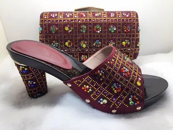 Italian Shoes With Matching Bags Stones Pumps Woman Sandal African Shoes And Bags Set For Wedding TT90-22