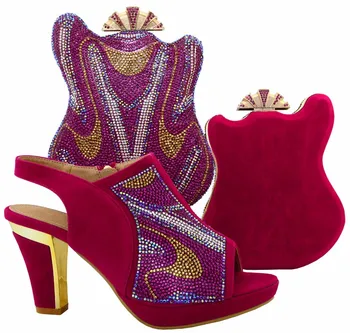 New African shoe and bag set for party Italian shoe with matching bag new design ladies matching shoe and bag BCH-16 Fuchsia.