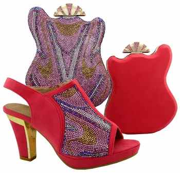 New African shoe and bag set for party Italian shoe with matching bag new design ladies matching shoe and bag BCH-16 Fuchsia.