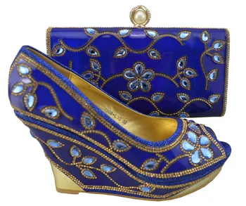 African shoe and matching bag set,1308-L30 beautiful design Italian shoe and bag in silver for classy.