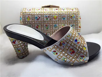 2017 Fashion Italian African Women's Shoes And Matching Bag Set With Stones Shoes And Bags Set To Match For Party TT90-22