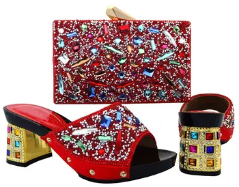 Fashion Italian Design Shoes With Matching Bags Sets With Stones Decoration African Shoes And Bag Sets Black BCH-18
